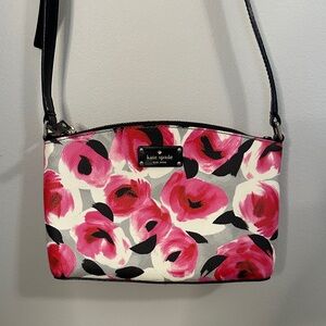 Kate Spade Pink and Black Floral Crossbody Bag